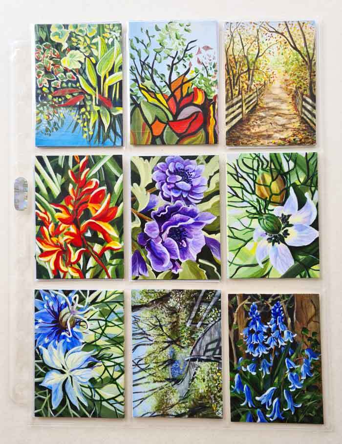 artist trading cards shown in a 9 card display sleeve