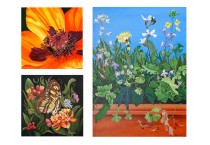 Flowers and butterfly paintings