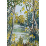 A woodland lake landscape from Dare Valley Park, Aberdare, Wales UK