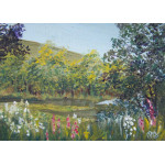 Miniature painting of the lake at Parc Cwm Darren, Bargoed
