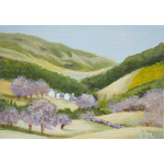 miniature painting of rolling hills and cottage in south wales valleys