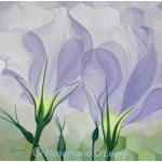 Styalised painting of delicate lisianthus flowers